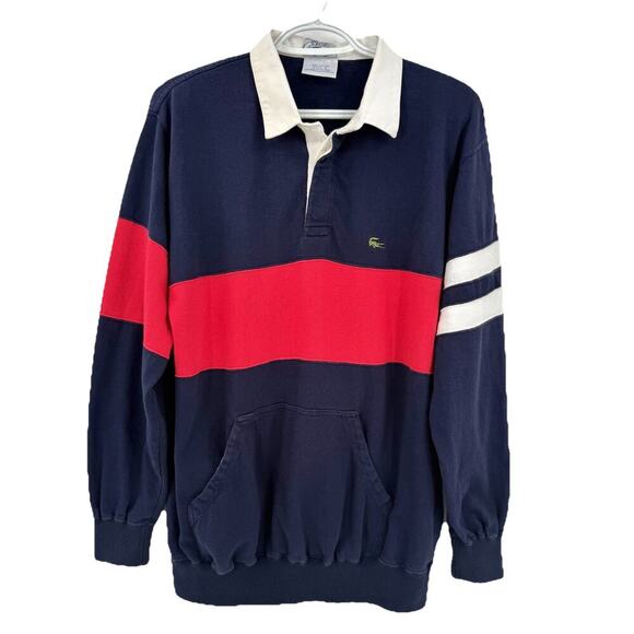 LACOSTE Izod Vintage Multicolour Rugby Long Sleeve Polo Shirt Men’s Size Large - Picture 1 of 8